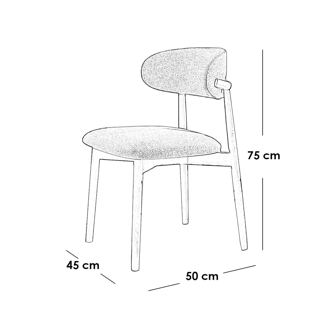 Beech wood and fabric and linen dining chair - beige and off-white