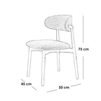 Beech wood and fabric and linen dining chair - beige and off-white