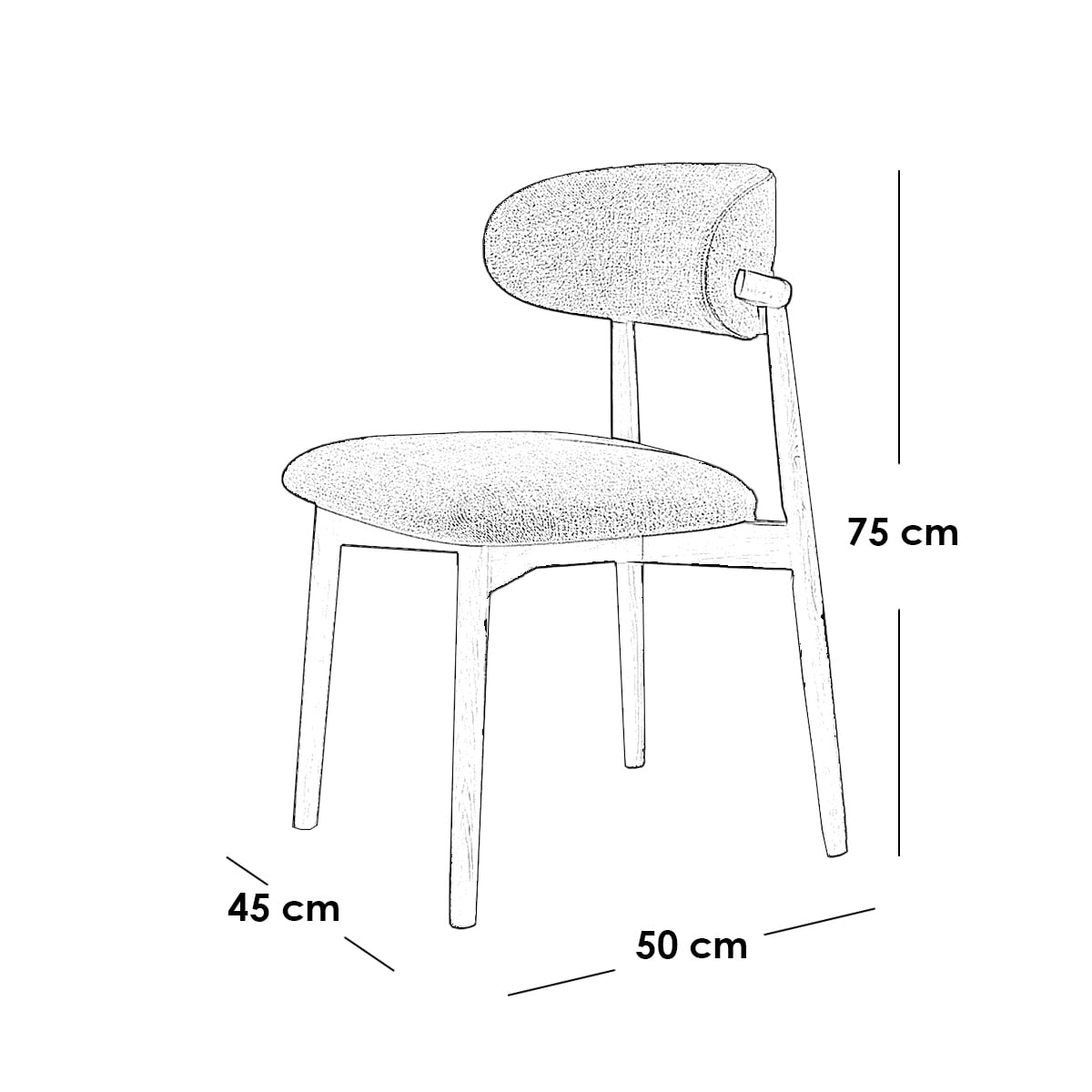 Beech wood and fabric and linen dining chair - beige and off-white