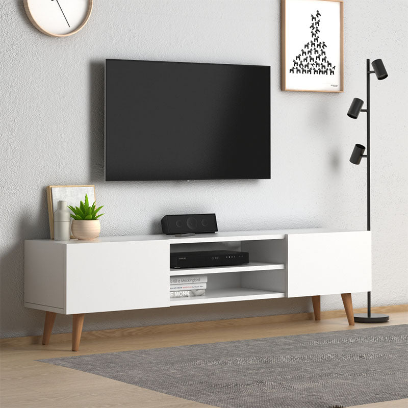 beanomart TV Units - White, TV cabinet melamine, 150 x 32 x 46 cm