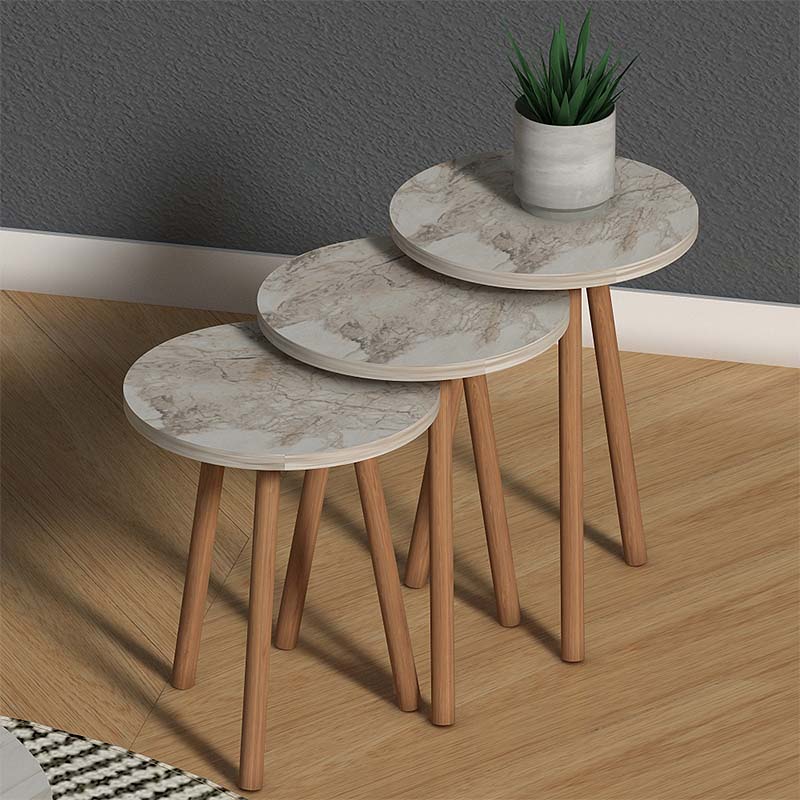 beanomart Coffee & Side Tables - Effect, Coffee table + side tables marble, 90 x 50 x 41 cm