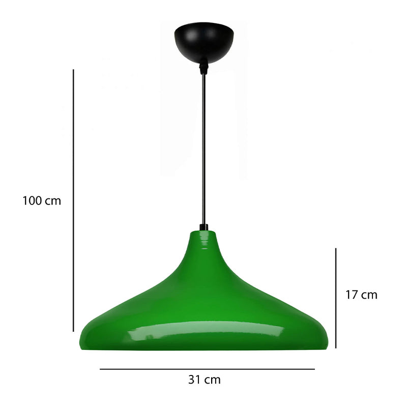 beanomart Ceiling Lights - Green, Ceiling lamp E27 metal single light, Ø31 x 100 cm