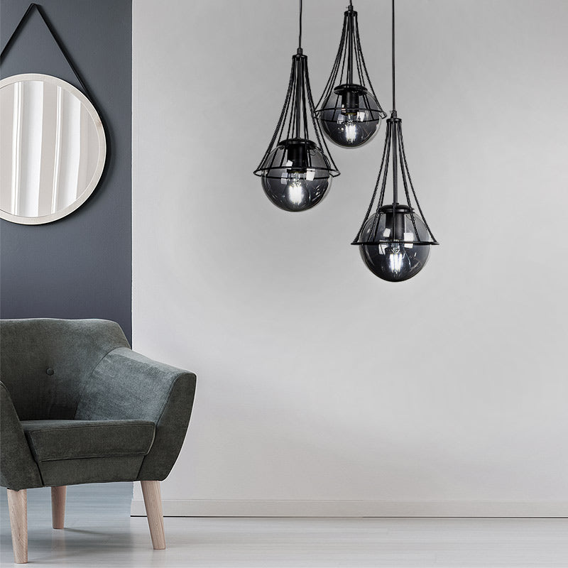 beanomart Ceiling Lights - Black, Ceiling lamp E27 metal three-light, 40 x 40 x 90 cm