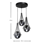 beanomart Ceiling Lights - Black, Ceiling lamp E27 metal three-light, 40 x 40 x 90 cm