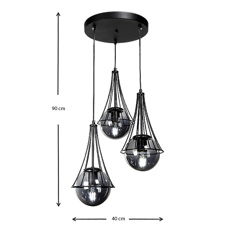 beanomart Ceiling Lights - Black, Ceiling lamp E27 metal three-light, 40 x 40 x 90 cm