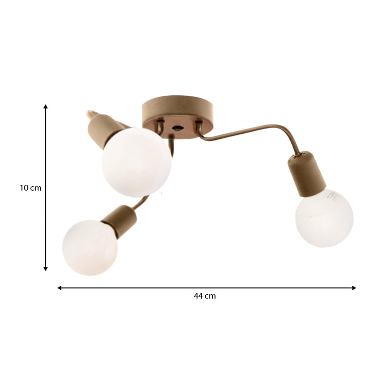 beanomart Ceiling Lights - Gold, Ceiling lamp E27 metal three-light, 44 x 44 x 10 cm