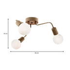 beanomart Ceiling Lights - Gold, Ceiling lamp E27 metal three-light, 44 x 44 x 10 cm