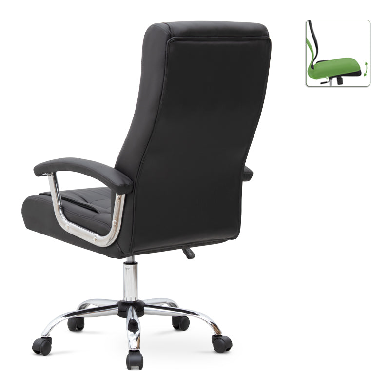 beanomart Office Desks - Black 63X70X112/120Cm, Executive office chair synthetic leather