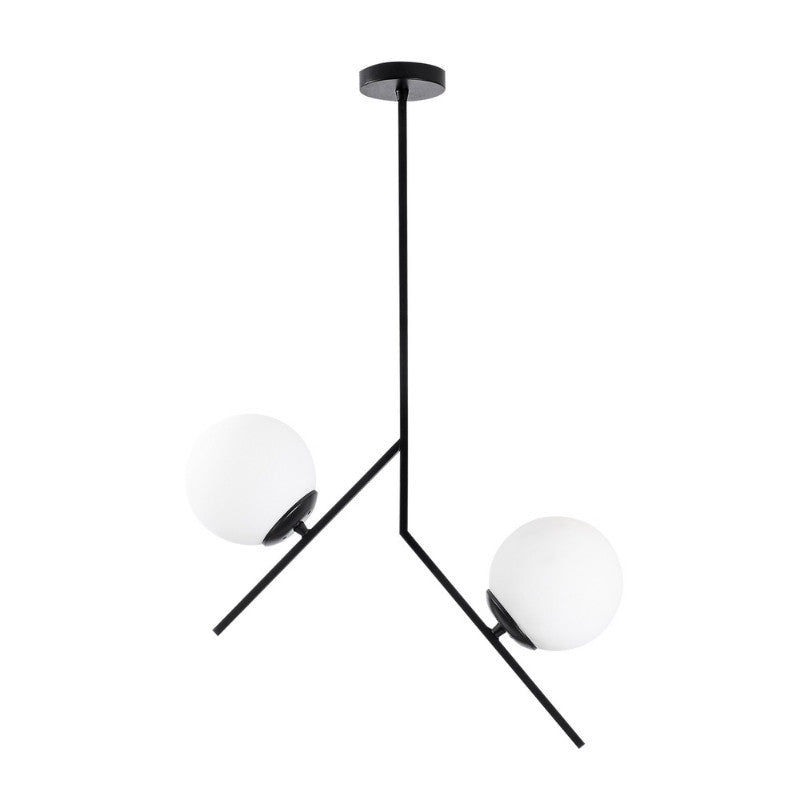 beanomart Ceiling Lights - Black, Ceiling lamp E27 metal - glass two-light, 43 x 15 x 74 cm