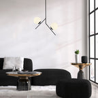 beanomart Ceiling Lights - Black, Ceiling lamp E27 metal - glass two-light, 43 x 15 x 74 cm