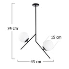 beanomart Ceiling Lights - Black, Ceiling lamp E27 metal - glass two-light, 43 x 15 x 74 cm