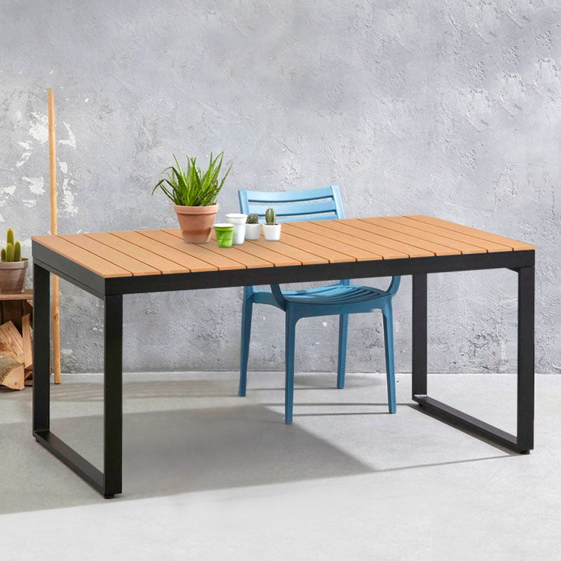 beanomart Dining Tables - Black - Walnut, Garden table metal - wood, 180 x 92 x 75 cm