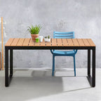 beanomart Dining Tables - Black - Walnut, Garden table metal - wood, 180 x 92 x 75 cm