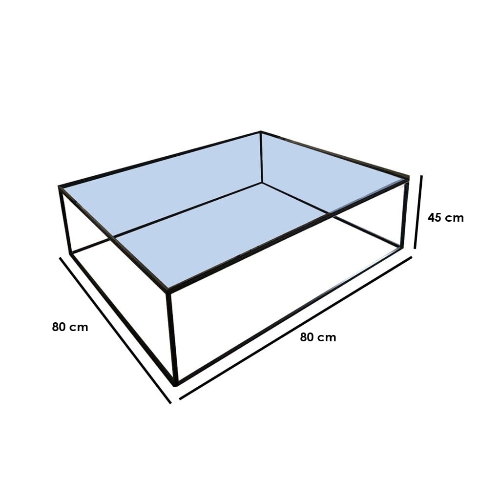 ترابيزة قهوة زجاج وستيل أسود - 80×80×45 سم