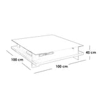 ترابيزة قهوة ام دي اف و زجاج بني - 45×100×100 سم