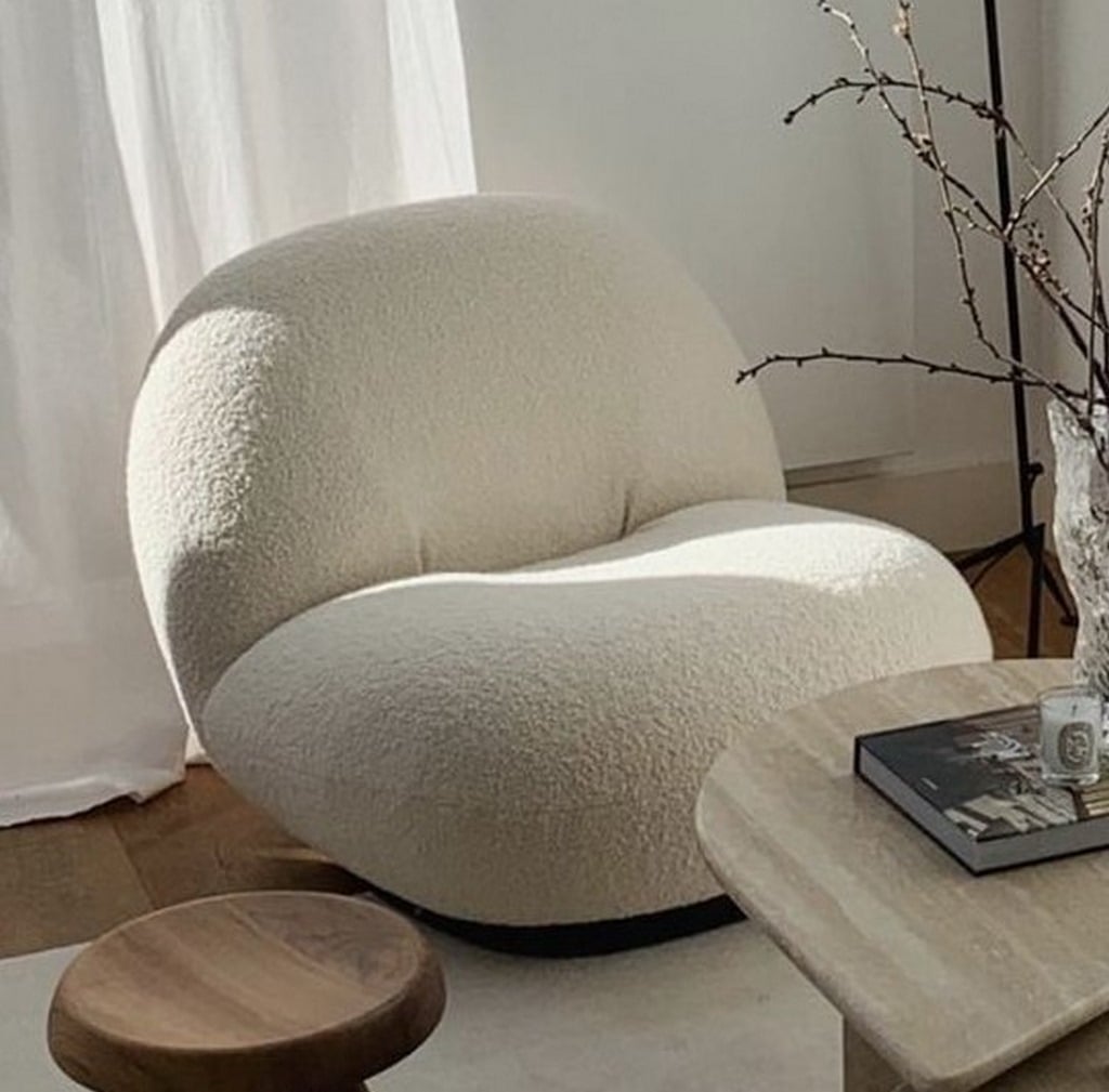 Red Beech Wood Side Chair and Towel Fabric - Off-White