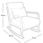 Red Beech Wood Rocking Chair with Beige and Off-White Velvet - 67x90x85 cm