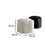 Counter Wood Pouf - White