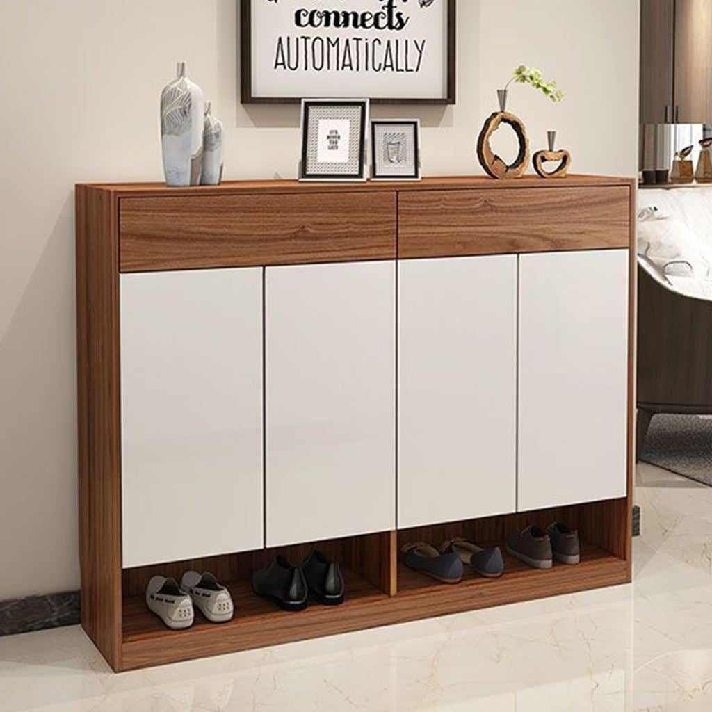 Shoe Rack MDF Brownand White - 110×120×40 cm