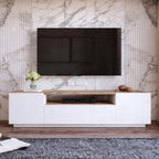White and Beige EU Wood TV Unit - 180 x 36 x 30 cm
