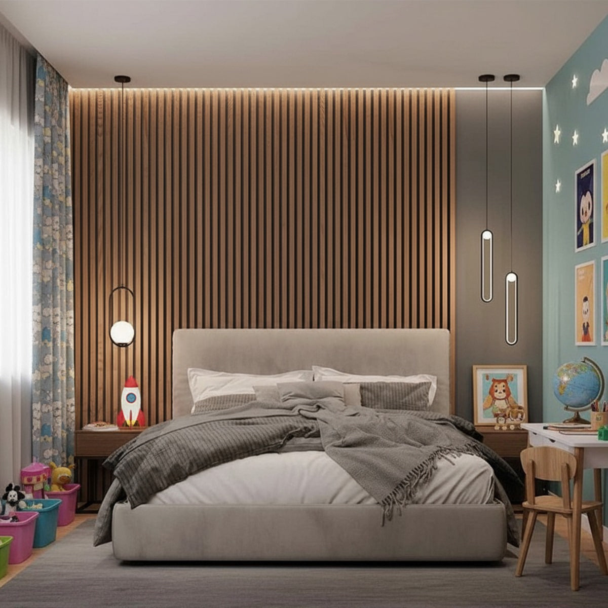 سرير فردي خشب ام دي اف 100x200x120 سم - بيج