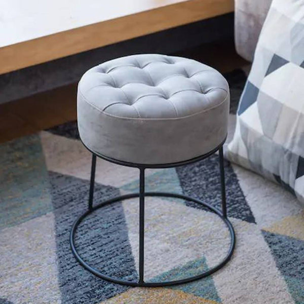 Iron and Velvet Bar Chair - Black & Grey